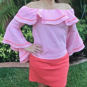 Coral Off the Shoulder Blouse